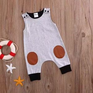 Boys romper with faux leather patches